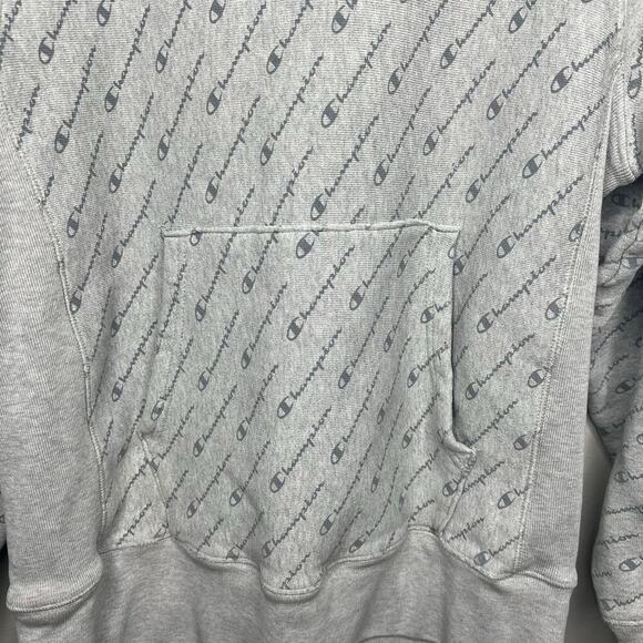 Champion Men's Reverse Weave Pullover Hoodie All Over Print Size Medium Gray - Picture 3 of 9